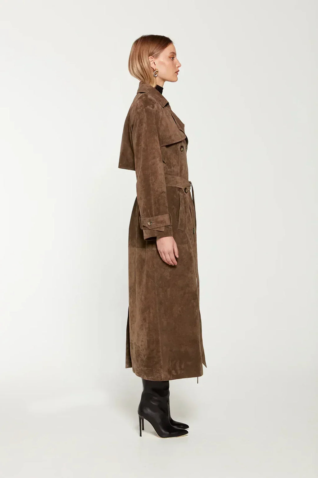 Emilia Zamszowy Trench Clase Premium