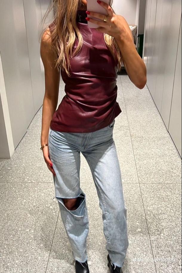 Top de Cuero Esmeralda