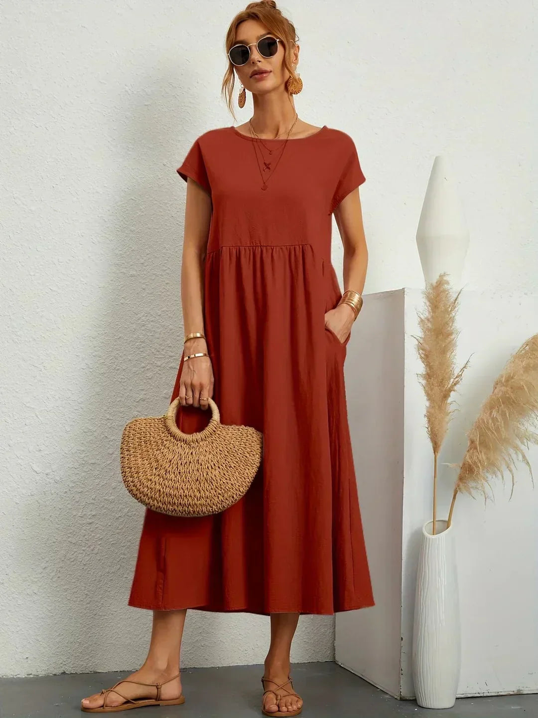 Gabrielle™ — Vestido midi fluido elegancia atemporal