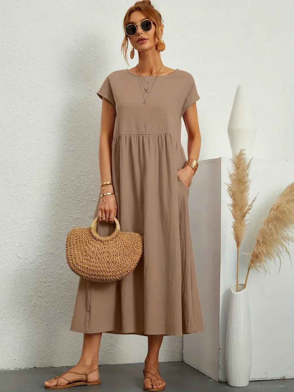 Gabrielle™ — Vestido midi fluido elegancia atemporal