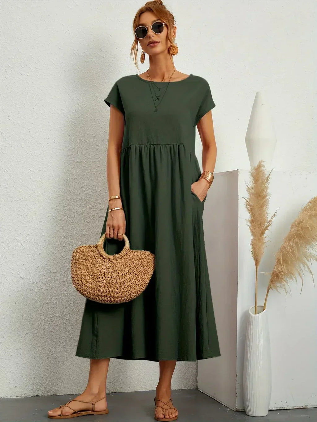 Gabrielle™ — Vestido midi fluido elegancia atemporal