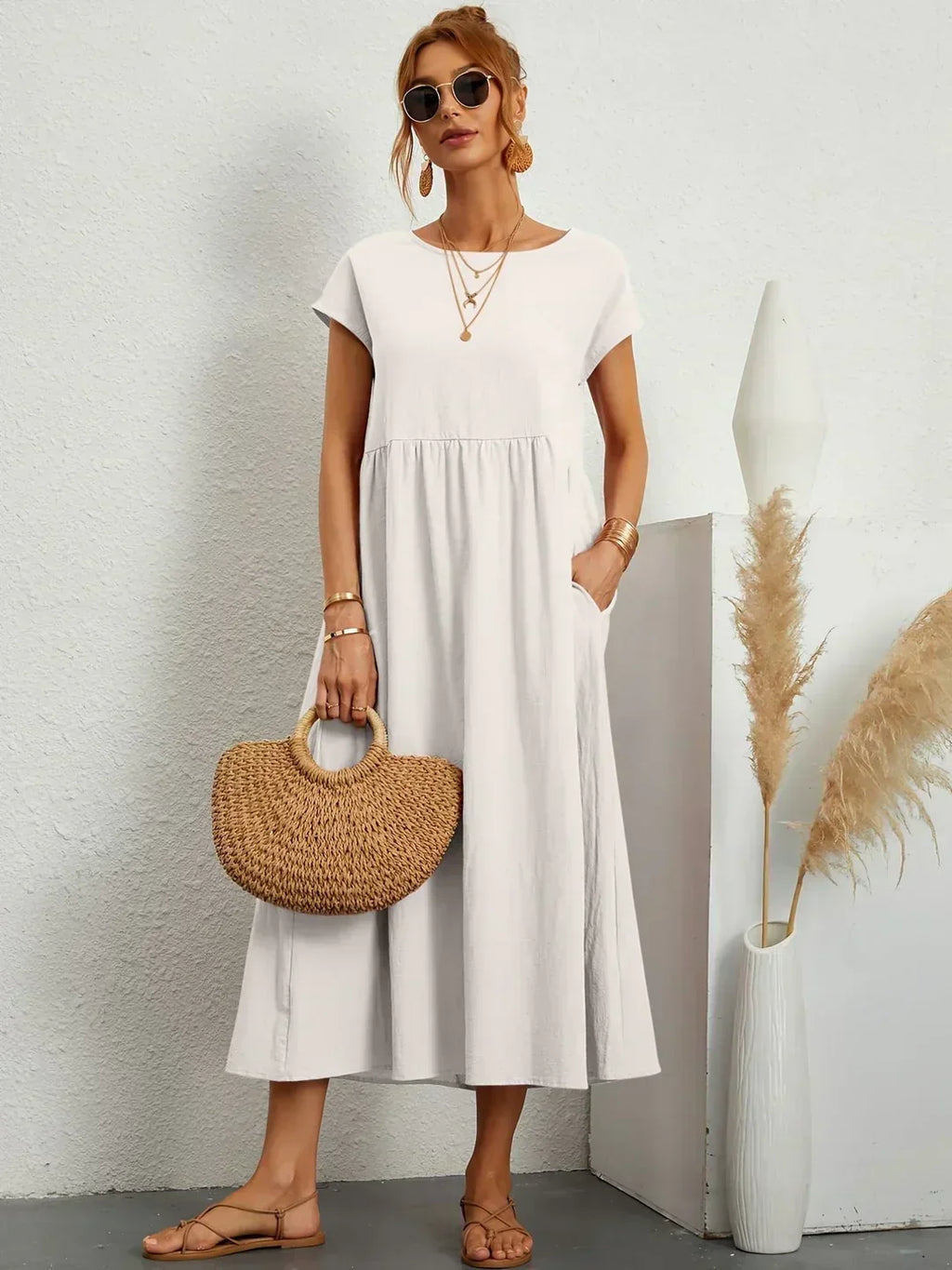 Gabrielle™ — Vestido midi fluido elegancia atemporal