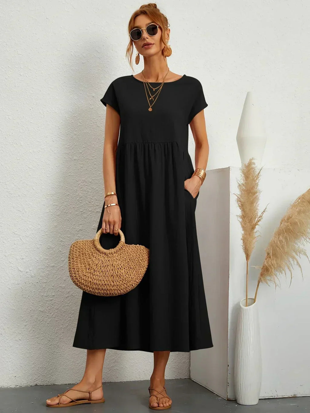 Gabrielle™ — Vestido midi fluido elegancia atemporal