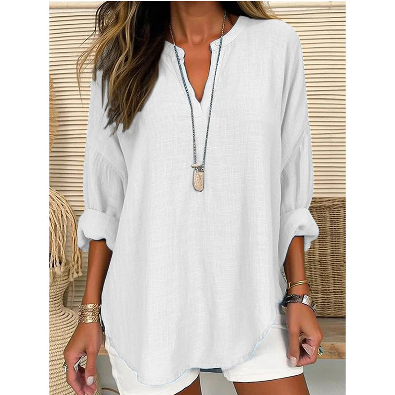 Hazel – Blusa con Cuello en V de Corte Relajado