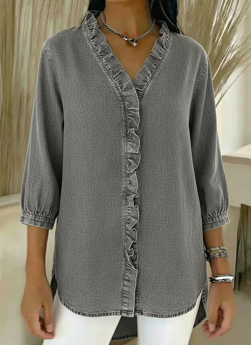 Elvari – Blusa elegante con detalles de volantes