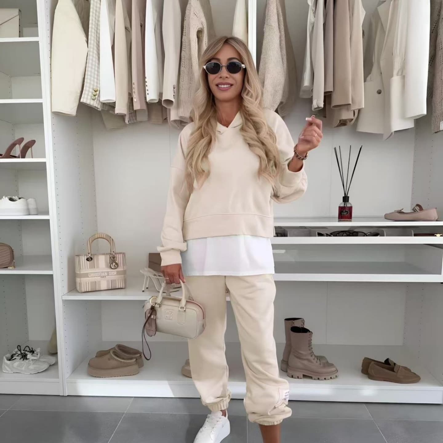 MIRELITHYN – CONJUNTO DE SUDADERA CASUAL CON CAPUCHA DE AVELLANA