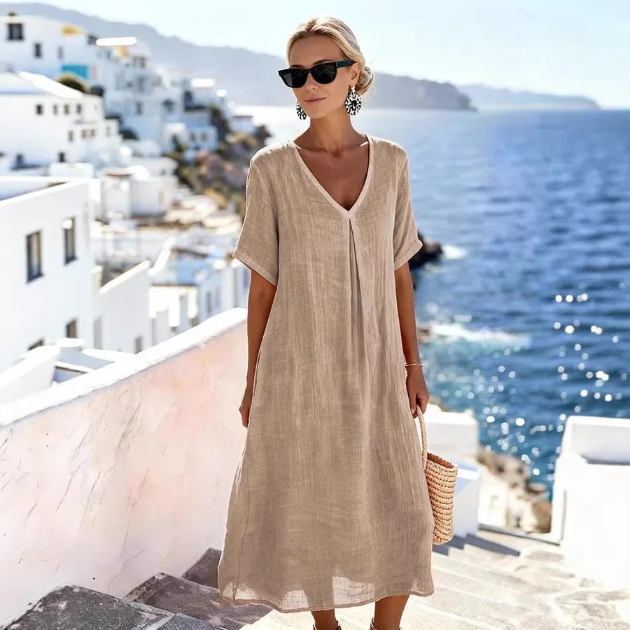 Vestido Largo Vaporoso Estilo Lino