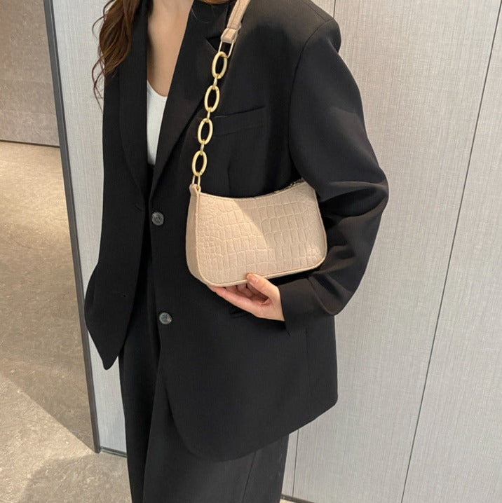 Magnella | Elegante bolso de hombro con diseño de piel de cocodrilo