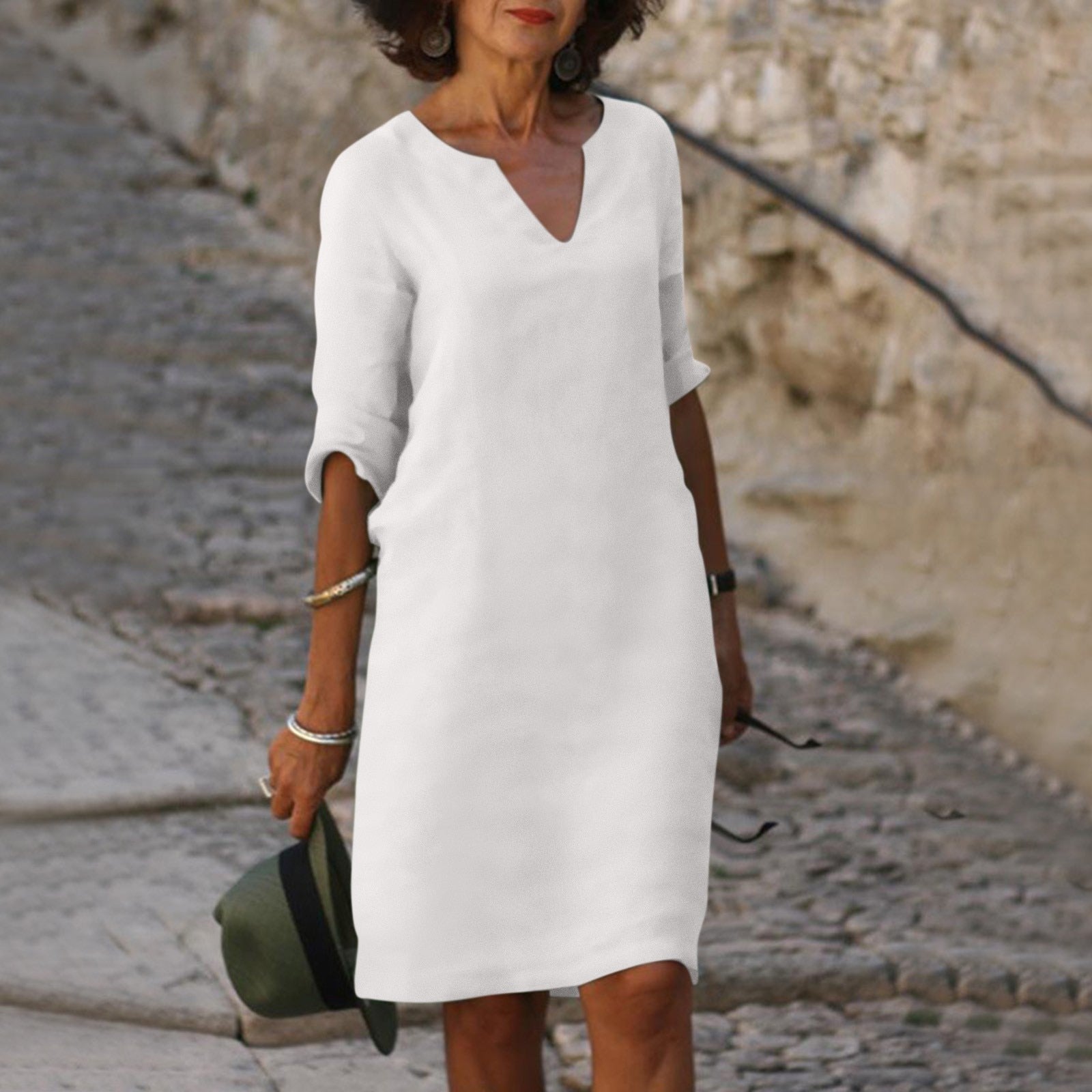 Silvia™ - Vestido de cuello en V atemporal que cubre el vientre
