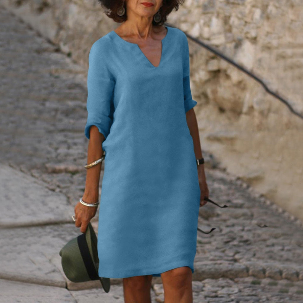 Silvia™ - Vestido de cuello en V atemporal que cubre el vientre