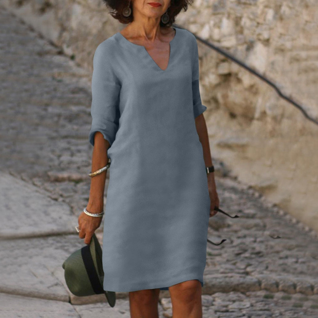 Silvia™ - Vestido de cuello en V atemporal que cubre el vientre
