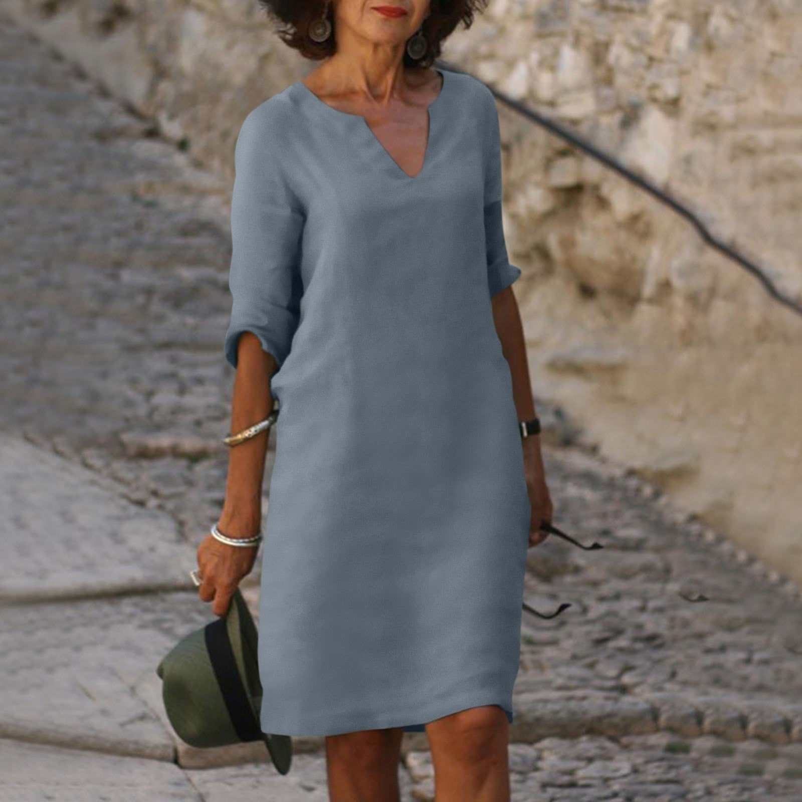 Silvia™ - Vestido de cuello en V atemporal que cubre el vientre