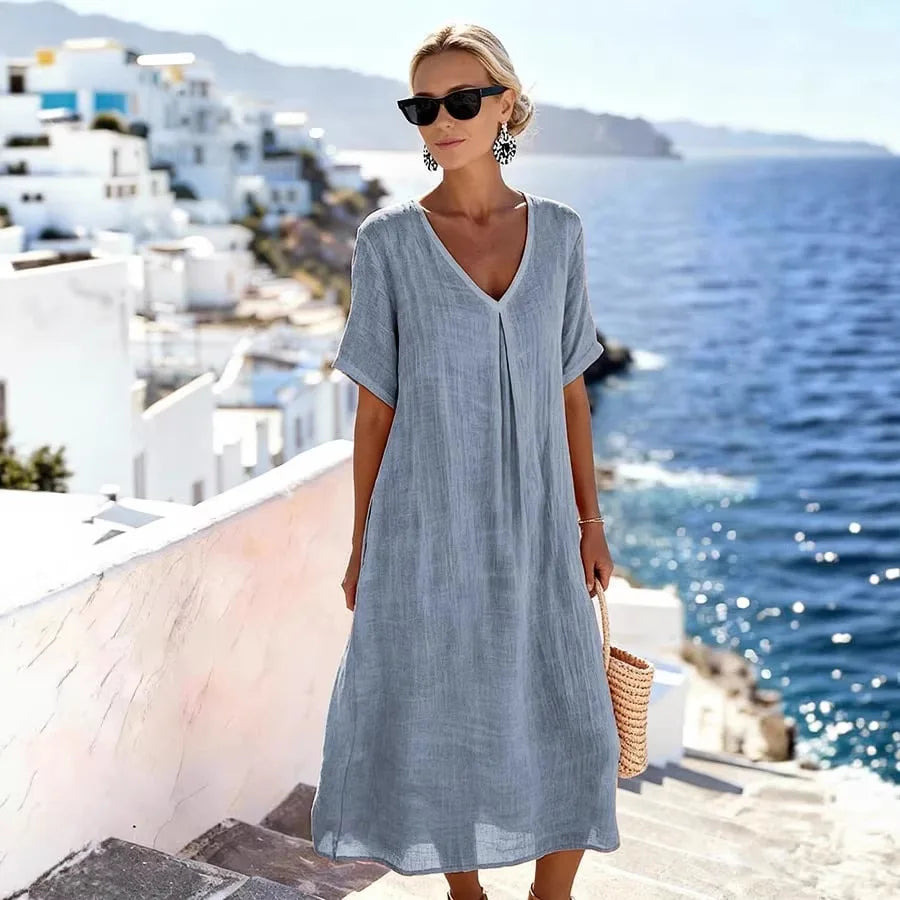 Vestido Largo Vaporoso Estilo Lino