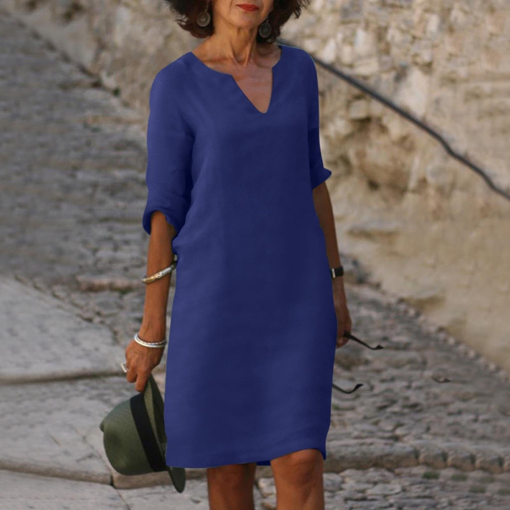 Silvia™ - Vestido de cuello en V atemporal que cubre el vientre