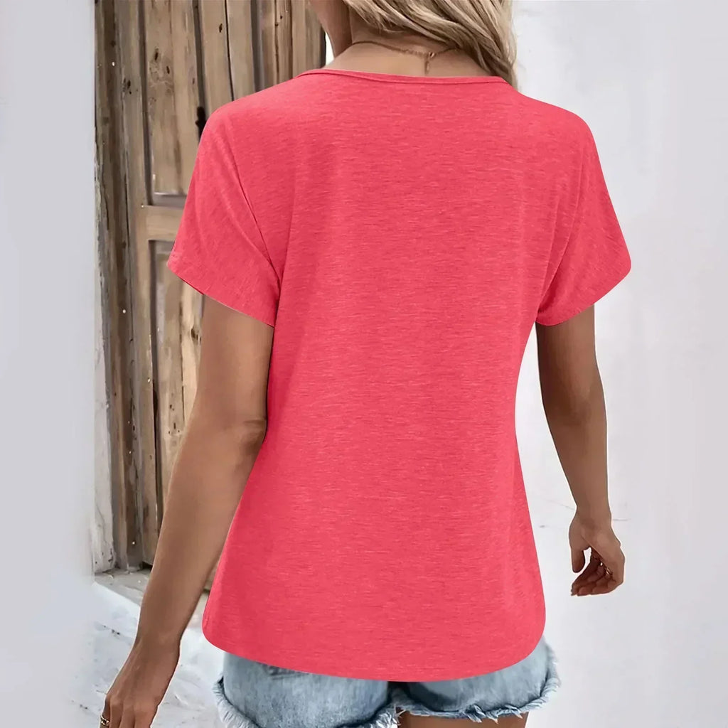 Maya - Camiseta de V con botones de canalé