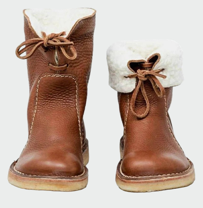 Zapatos de hombre de cuero impermeables con forro de lana