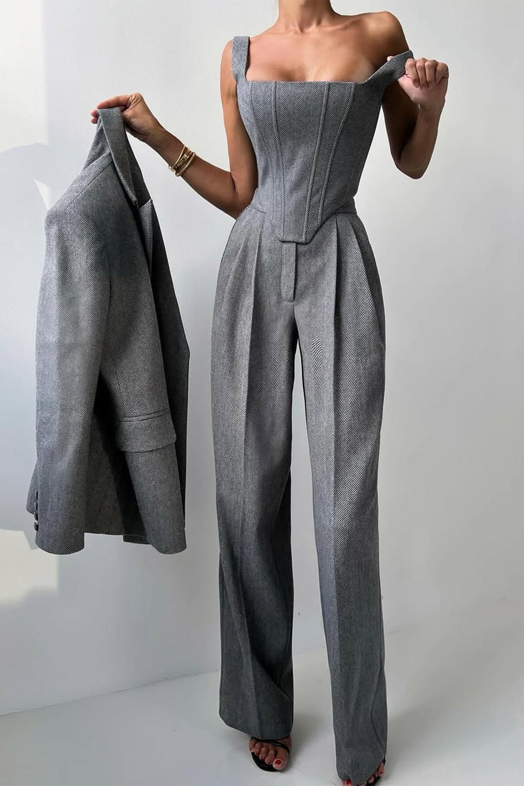 Grace | Conjunto de Tres Piezas con Blazer de Doble Botón