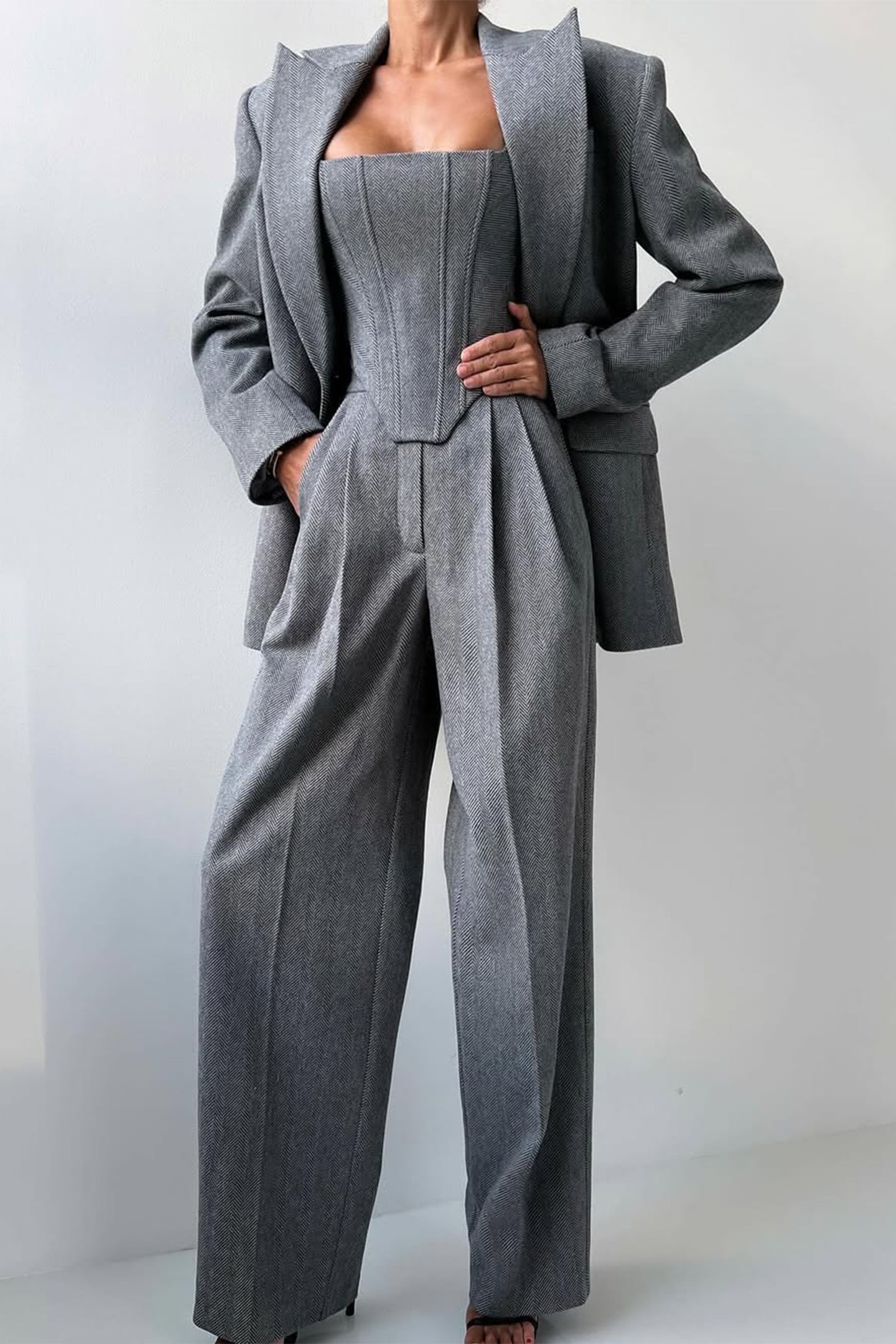 Grace | Conjunto de Tres Piezas con Blazer de Doble Botón