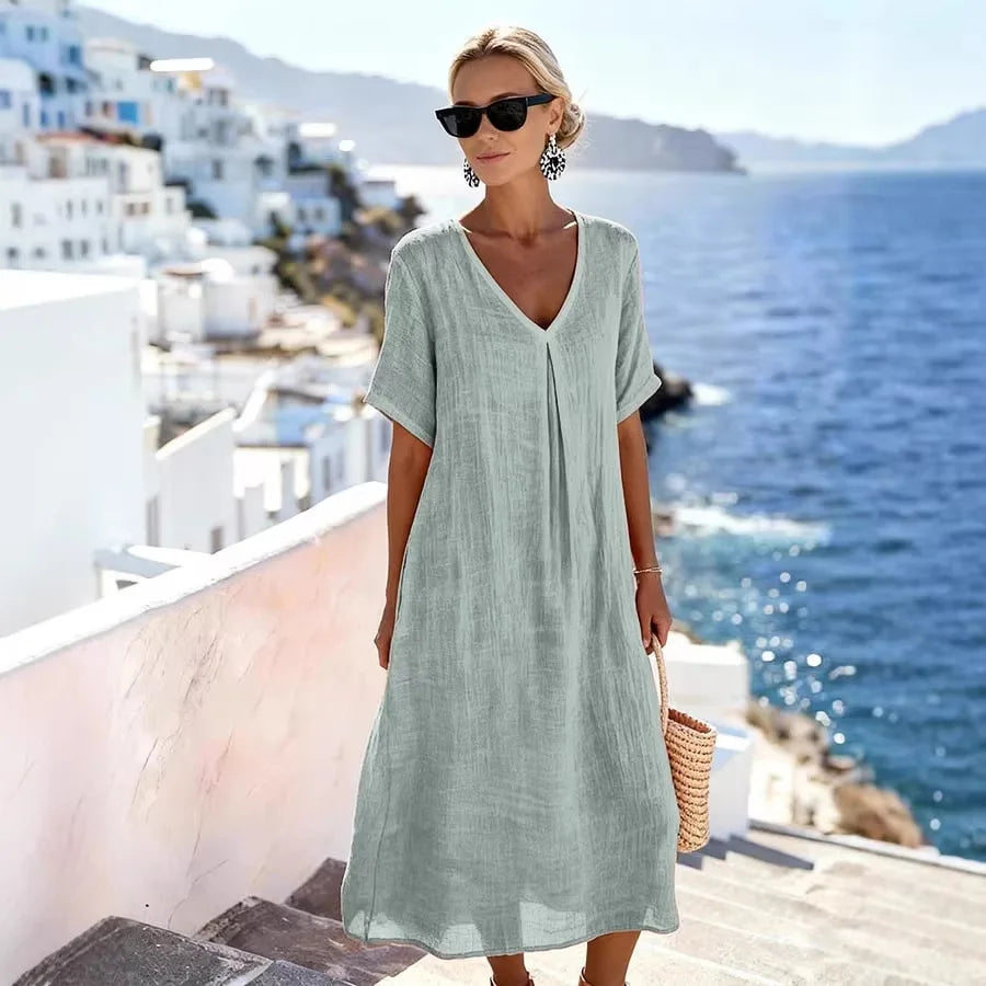 Vestido Largo Vaporoso Estilo Lino