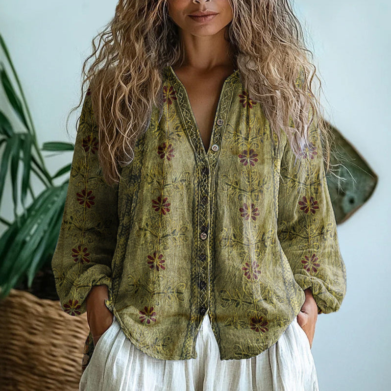 Brianna | Elegante Camisa Vintage con Diseño Floral