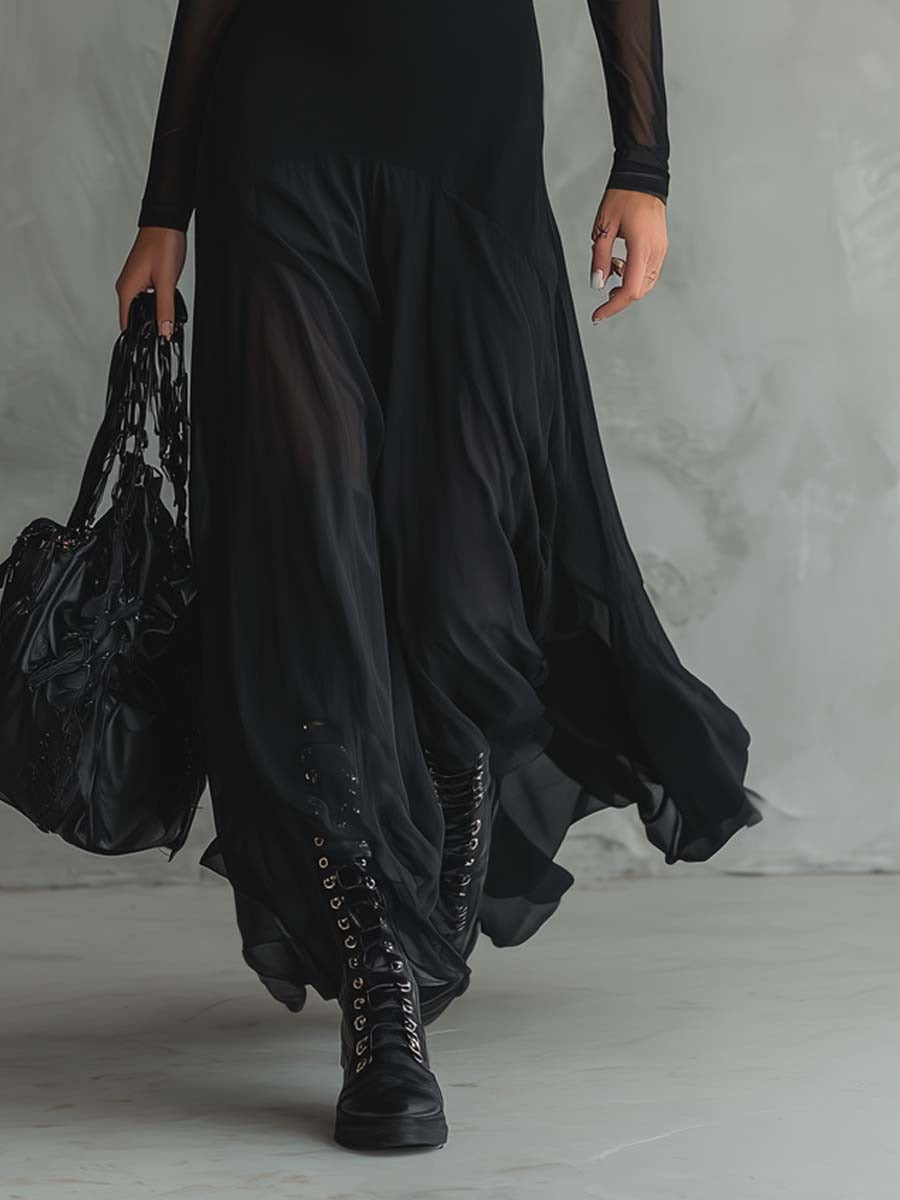 Yedra | Vestido maxi fluido de tul