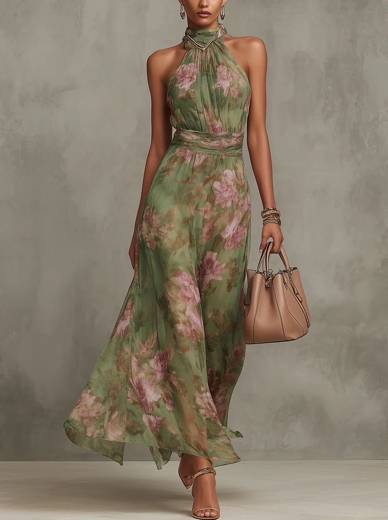 Livia - Vestido Maxi Halter Floral