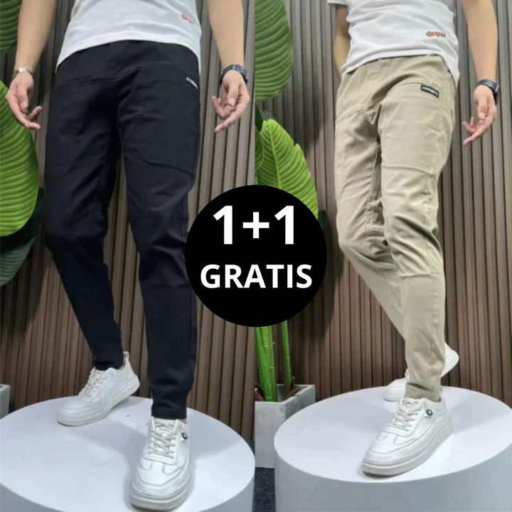 David | Pantalones cargo elásticos 1+1 GRATIS