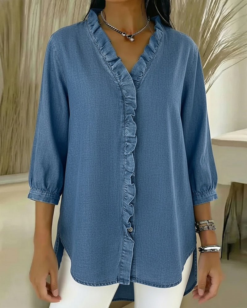 Elvari – Blusa elegante con detalles de volantes