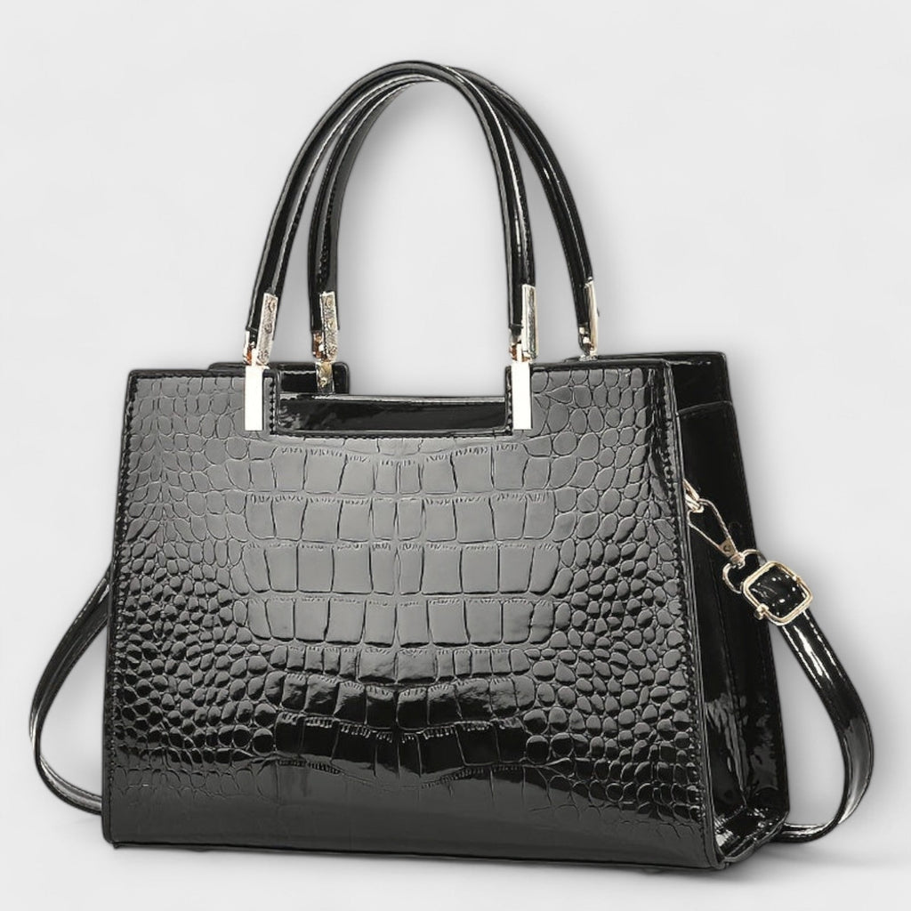 Bolso de Mano con Patrón de Cocodrilo Brillante