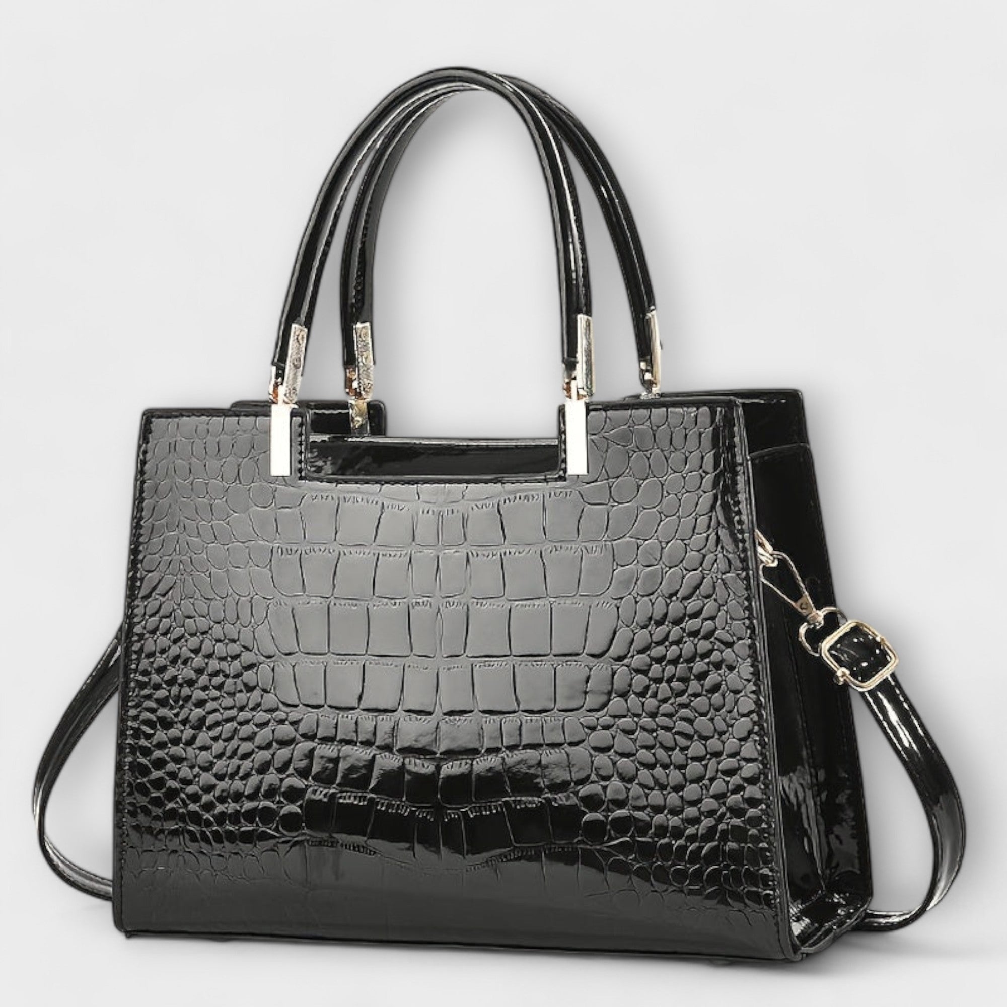 Bolso de Mano con Patrón de Cocodrilo Brillante