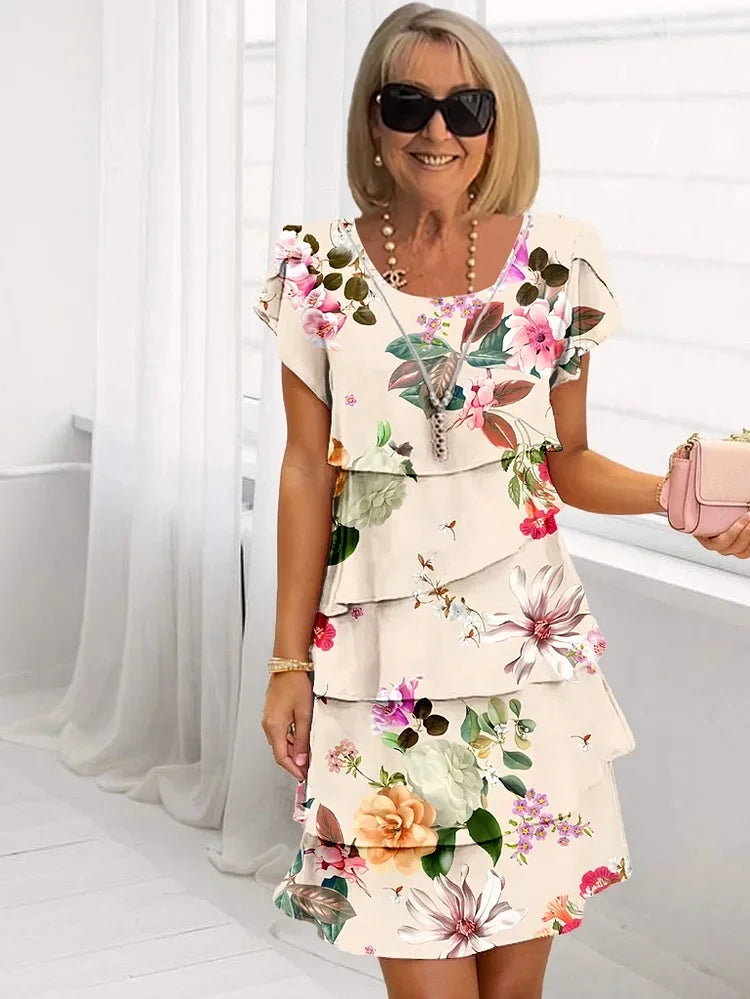 Gilla - Vestido Floral en Cascada de Múltiples Plantas