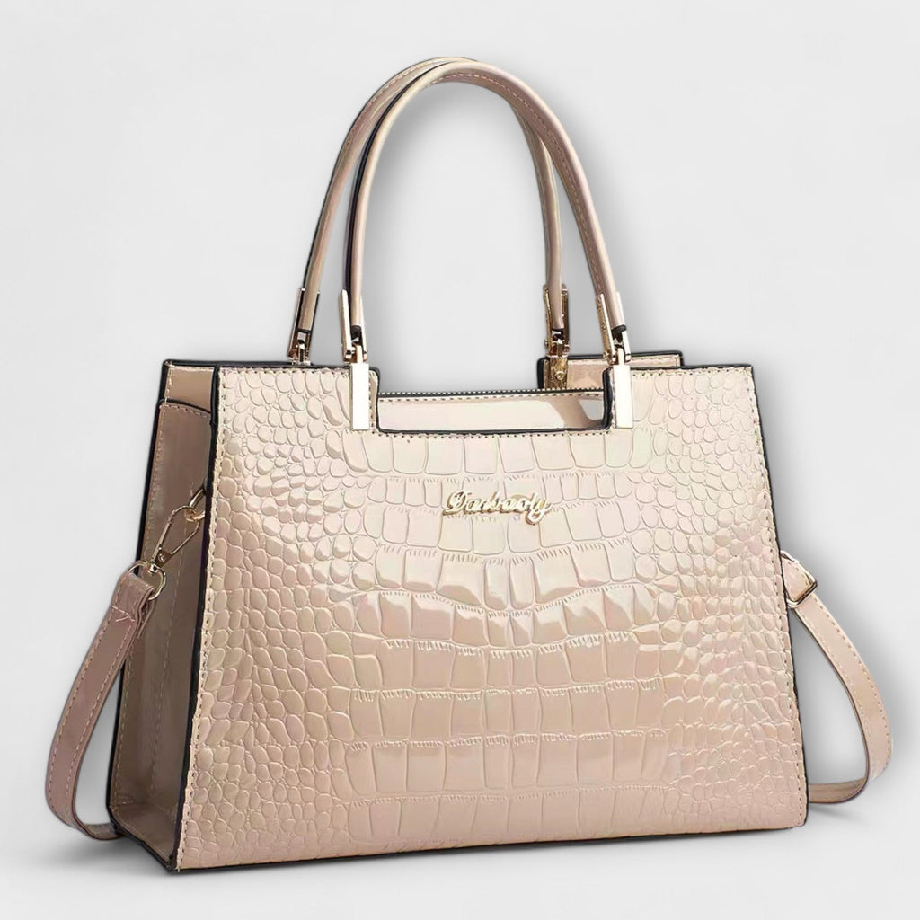 Bolso de Mano con Patrón de Cocodrilo Brillante