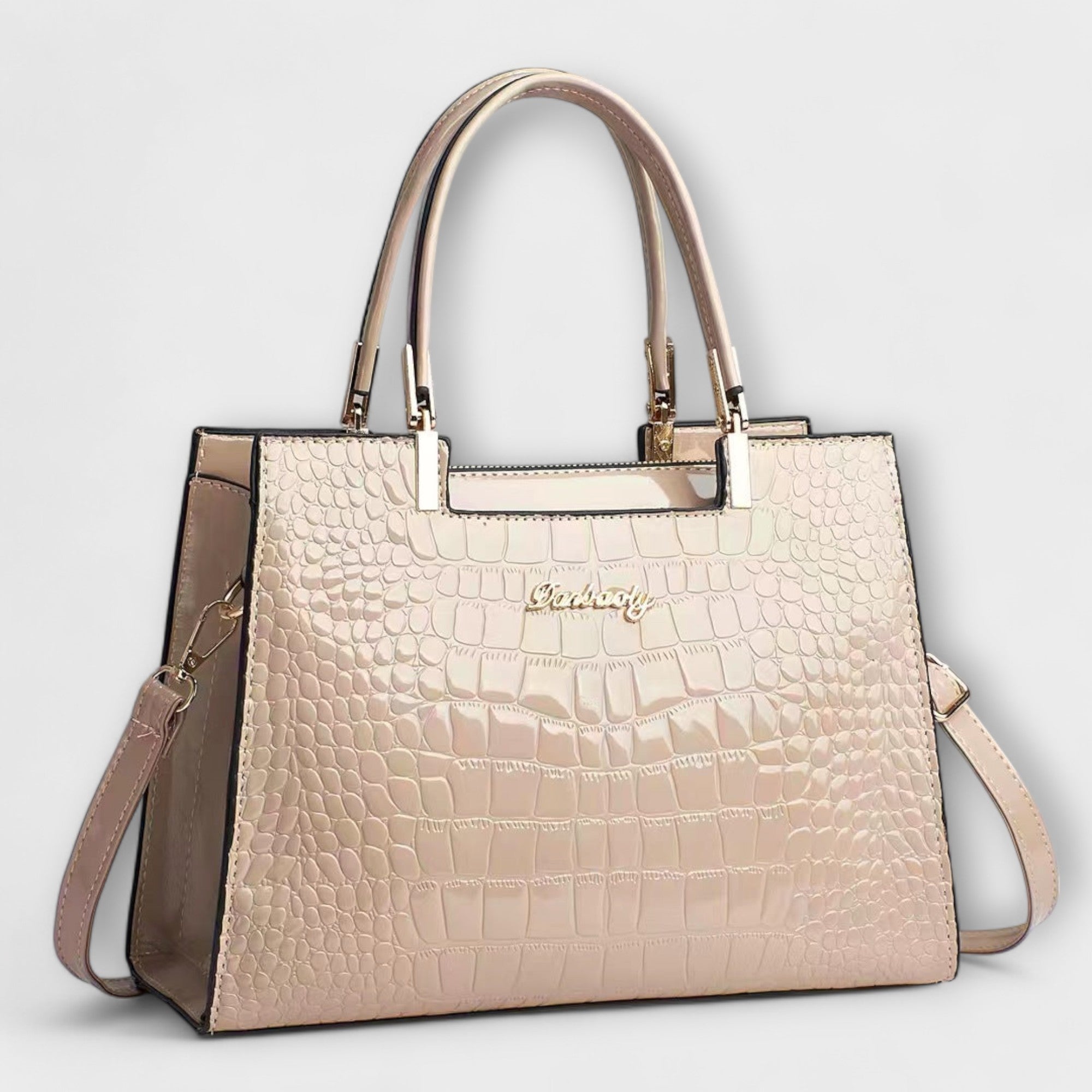 Bolso de Mano con Patrón de Cocodrilo Brillante
