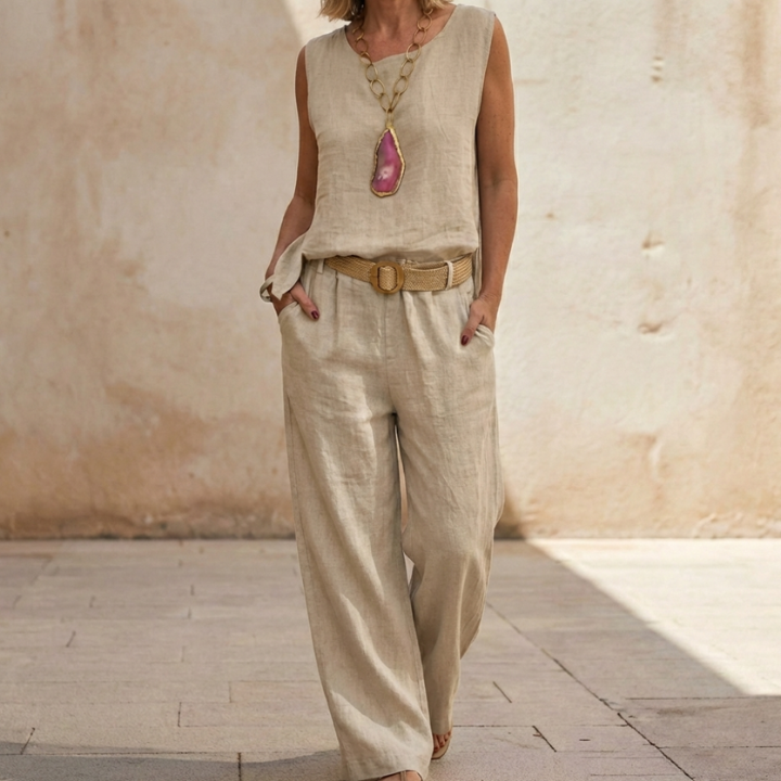 Paloma | Top sin mangas bohemio y pantalones cropped a juego