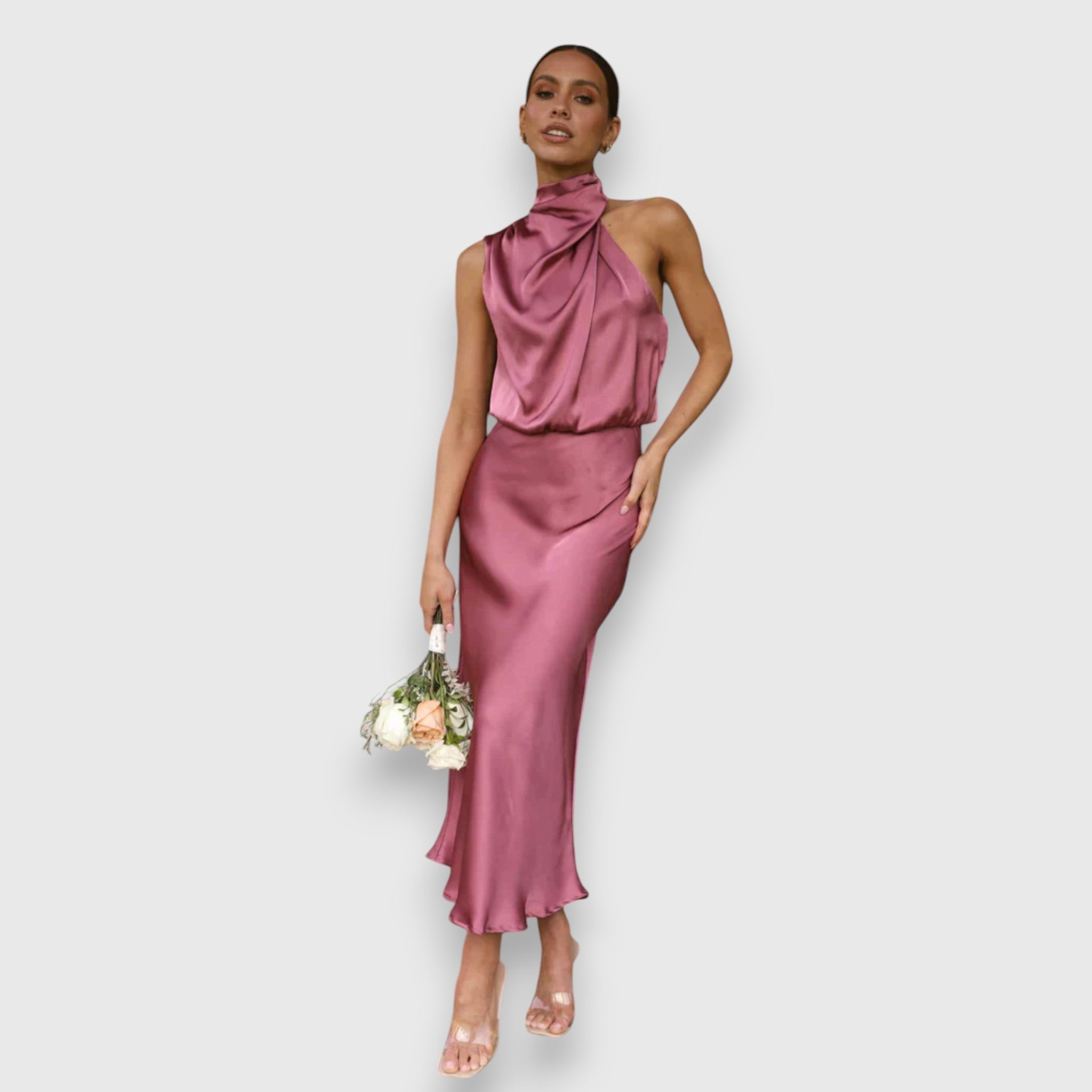 Daisy | Elegante Vestido de Satén con Cuello Halter