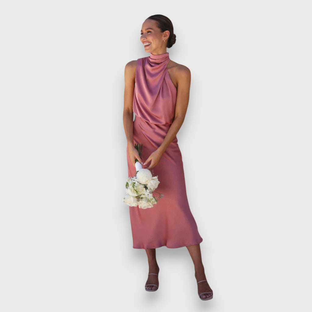 Daisy | Elegante Vestido de Satén con Cuello Halter