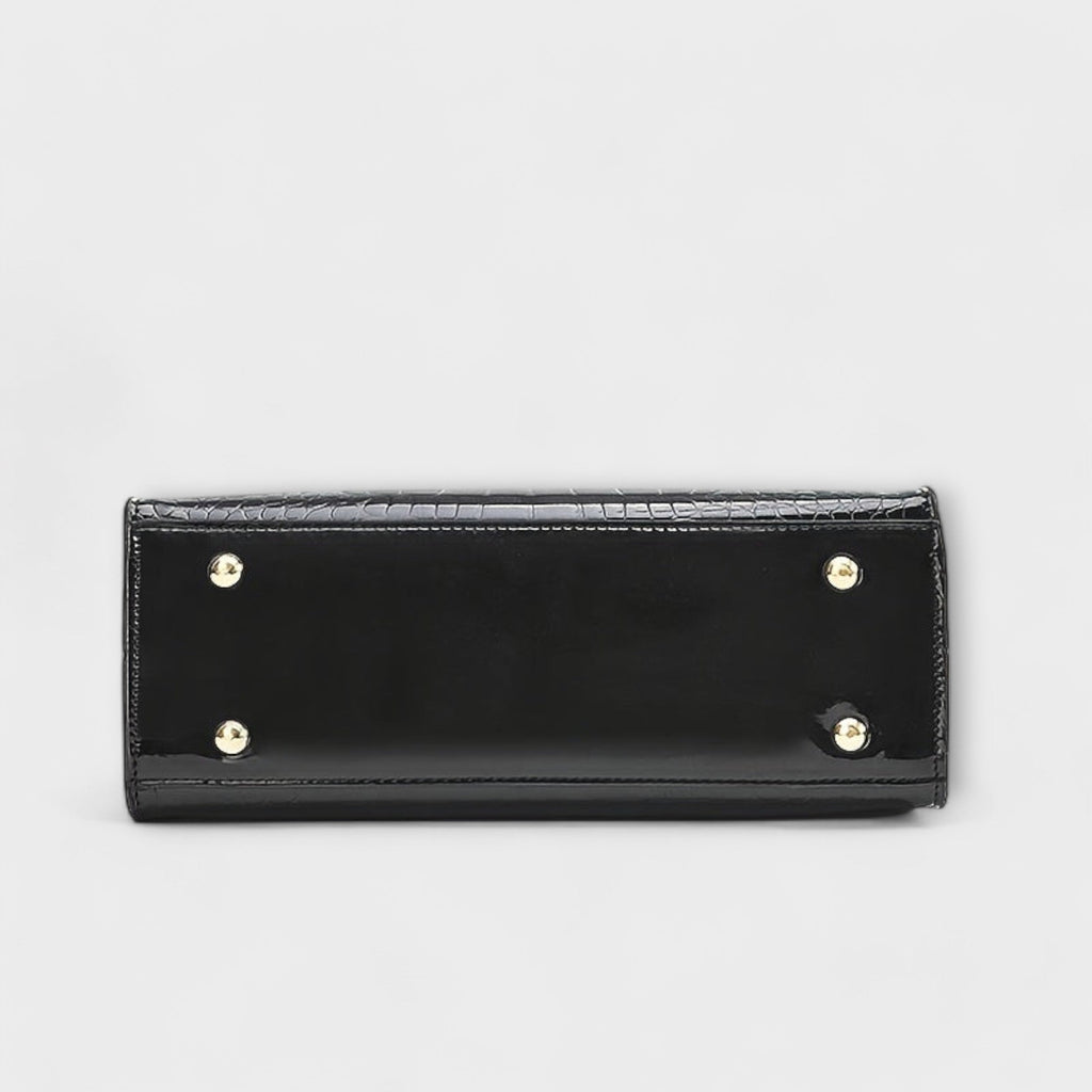 Bolso de Mano con Patrón de Cocodrilo Brillante