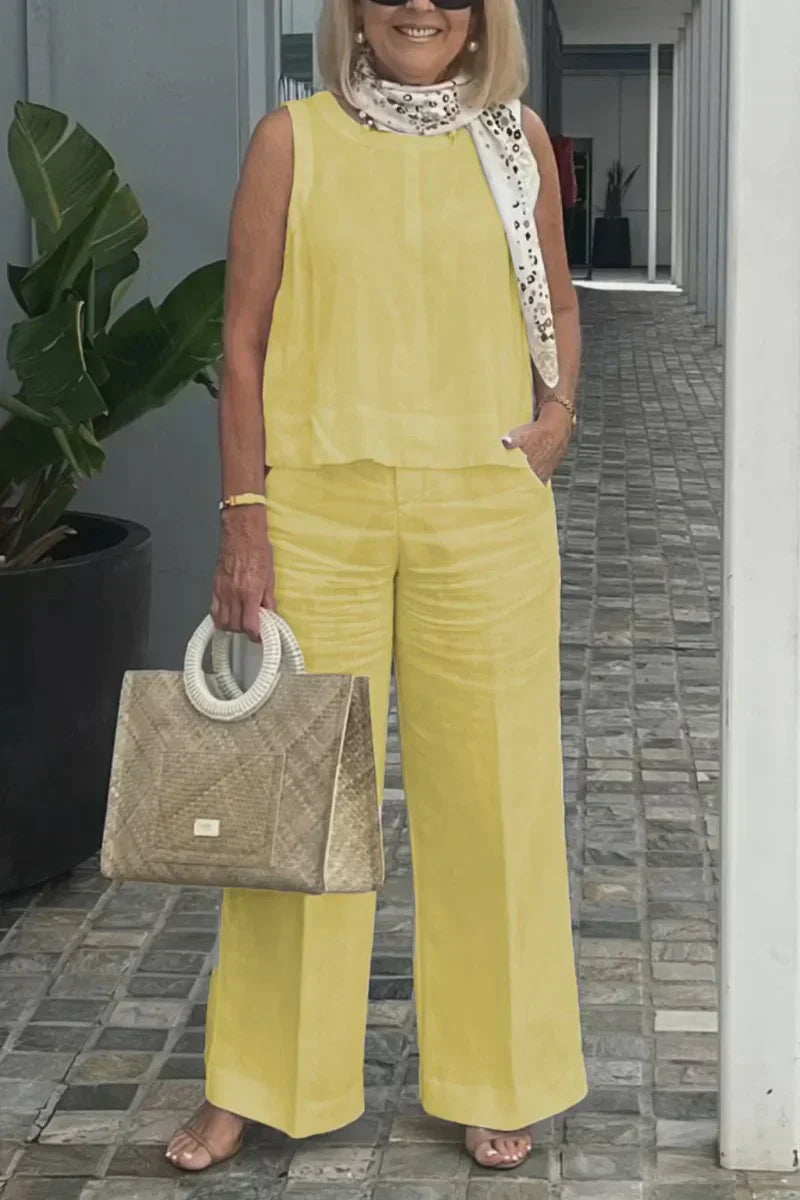 ZURI – TRAJE SIN MANGAS DE ALGODÓN Y LINO