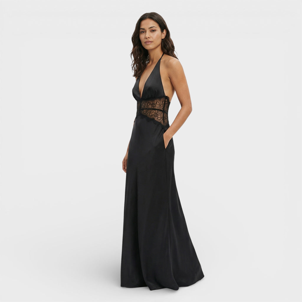 Vestido Largo Halter Espalda Abierta