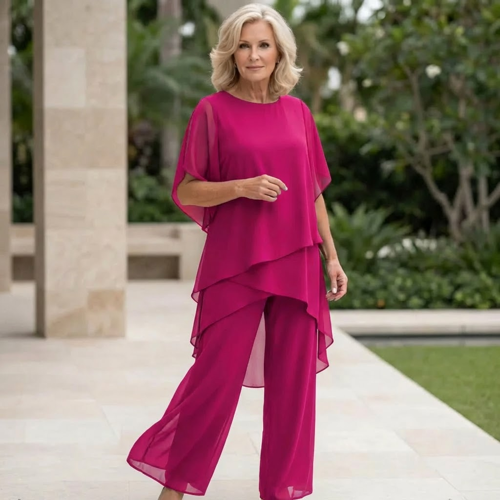 Conjunto con pantalones palazzo drapeados