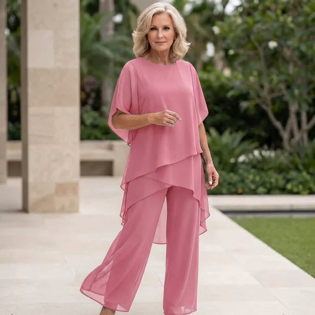 Conjunto con pantalones palazzo drapeados