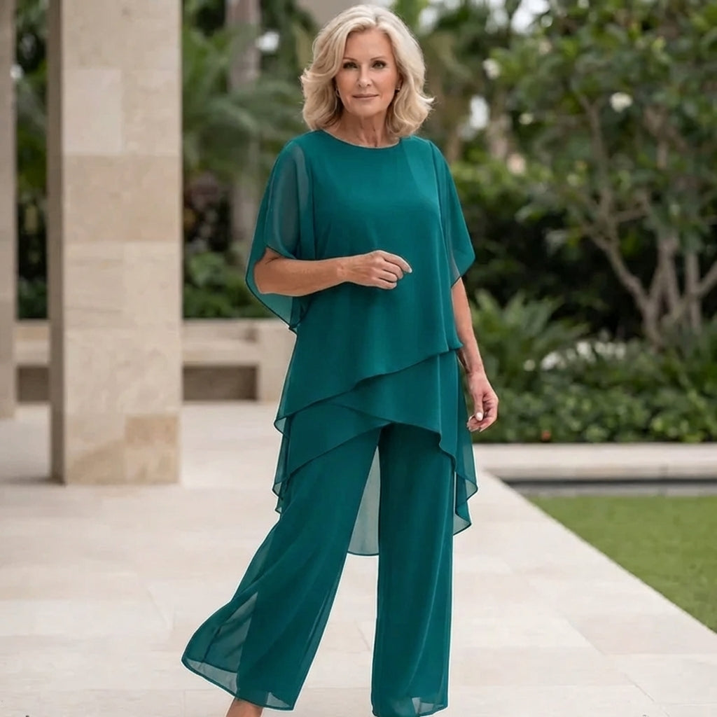 Conjunto con pantalones palazzo drapeados