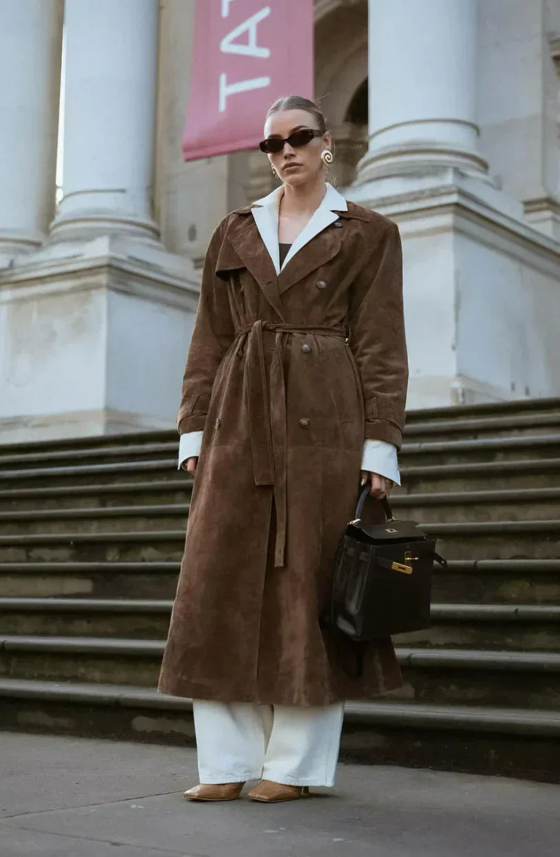Emilia Zamszowy Trench Clase Premium