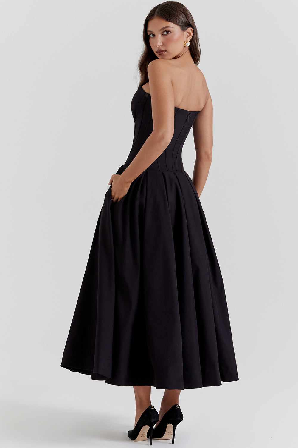 Vestido Midi Sin Tirantes Lina