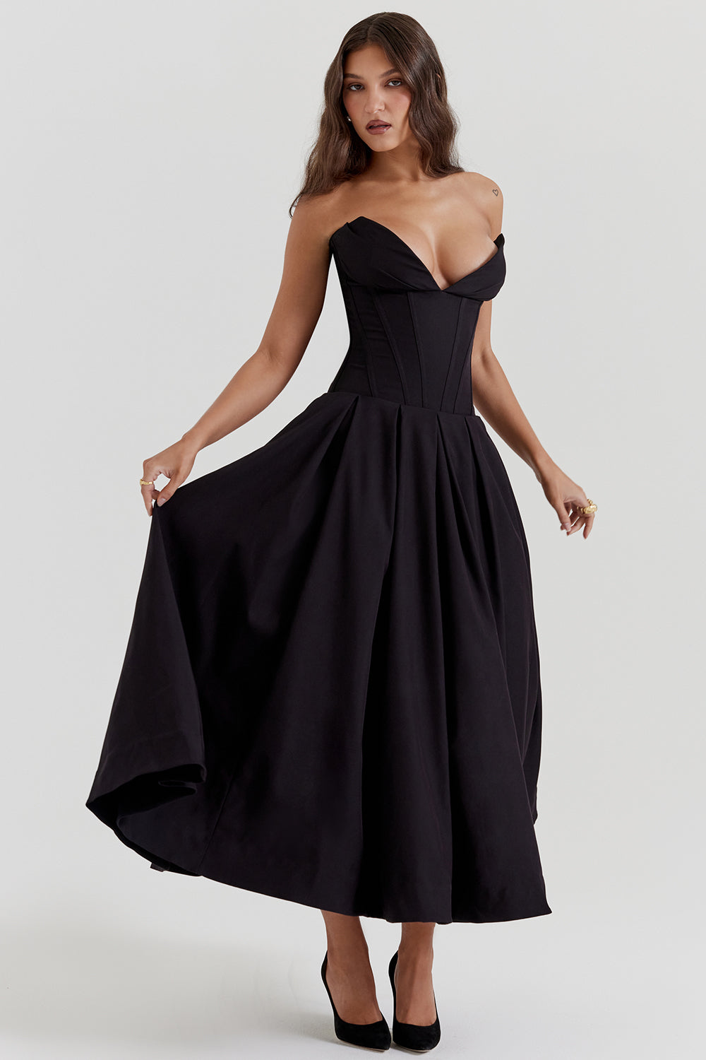 Vestido Midi Sin Tirantes Lina