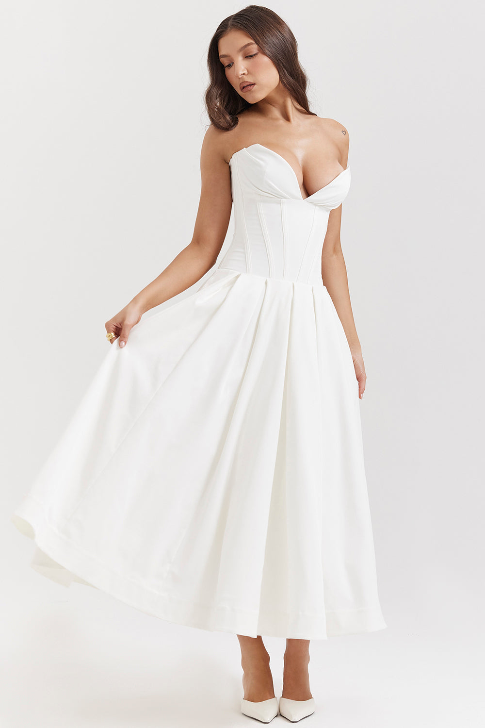 Vestido Midi Sin Tirantes Lina