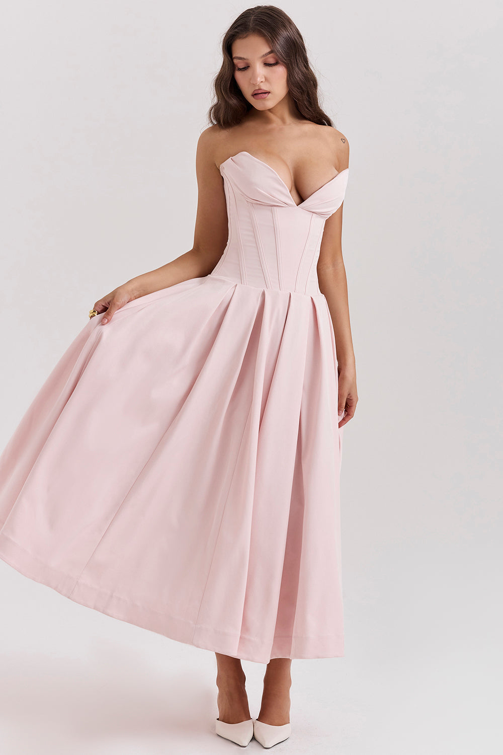 Vestido Midi Sin Tirantes Lina