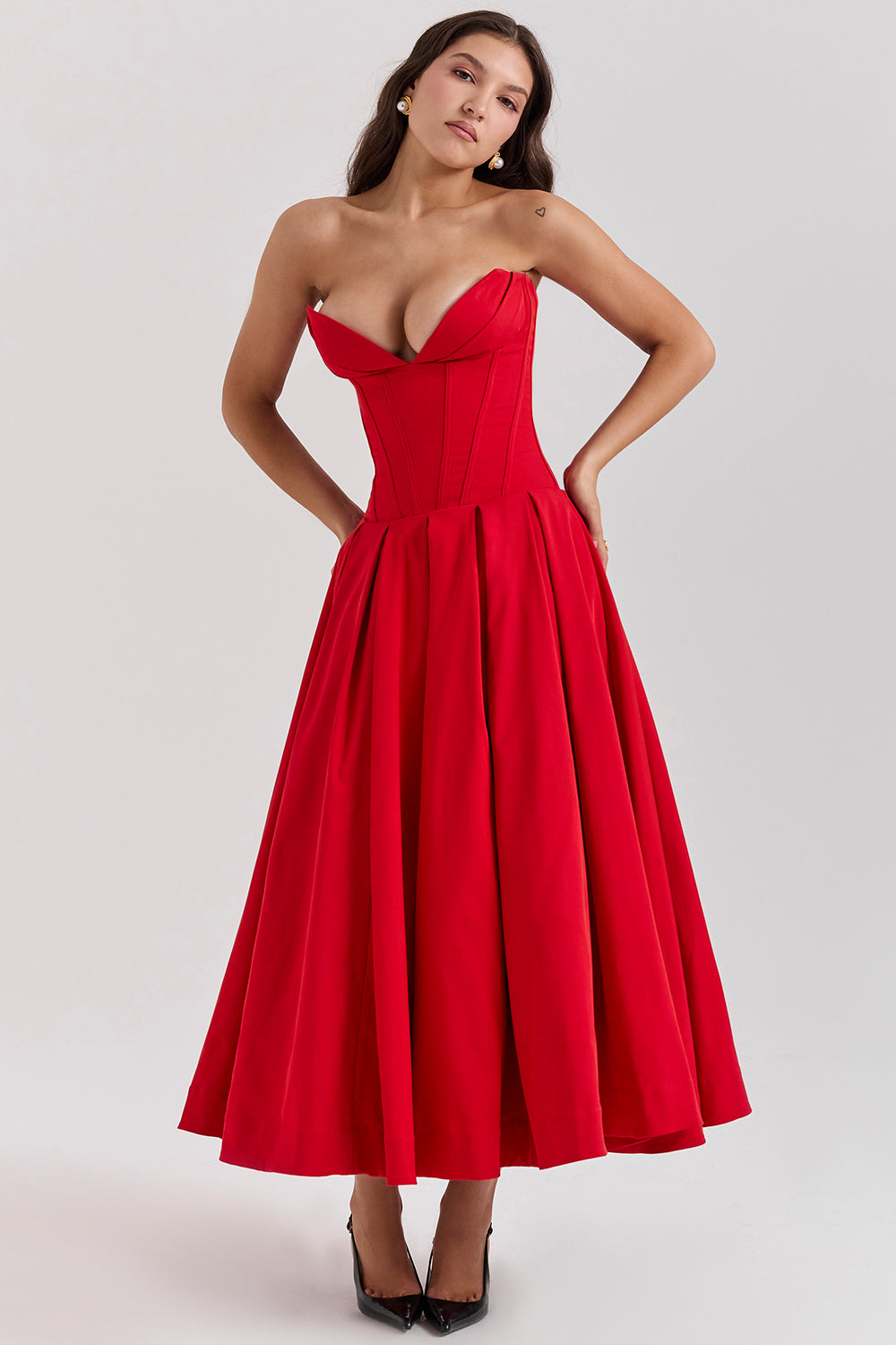 Vestido Midi Sin Tirantes Lina