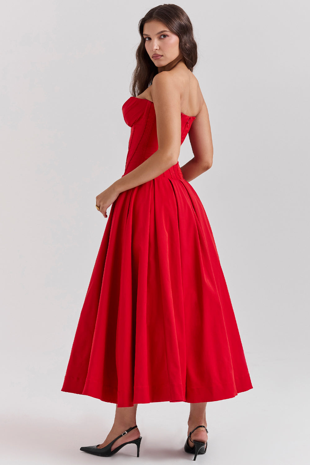Vestido Midi Sin Tirantes Lina