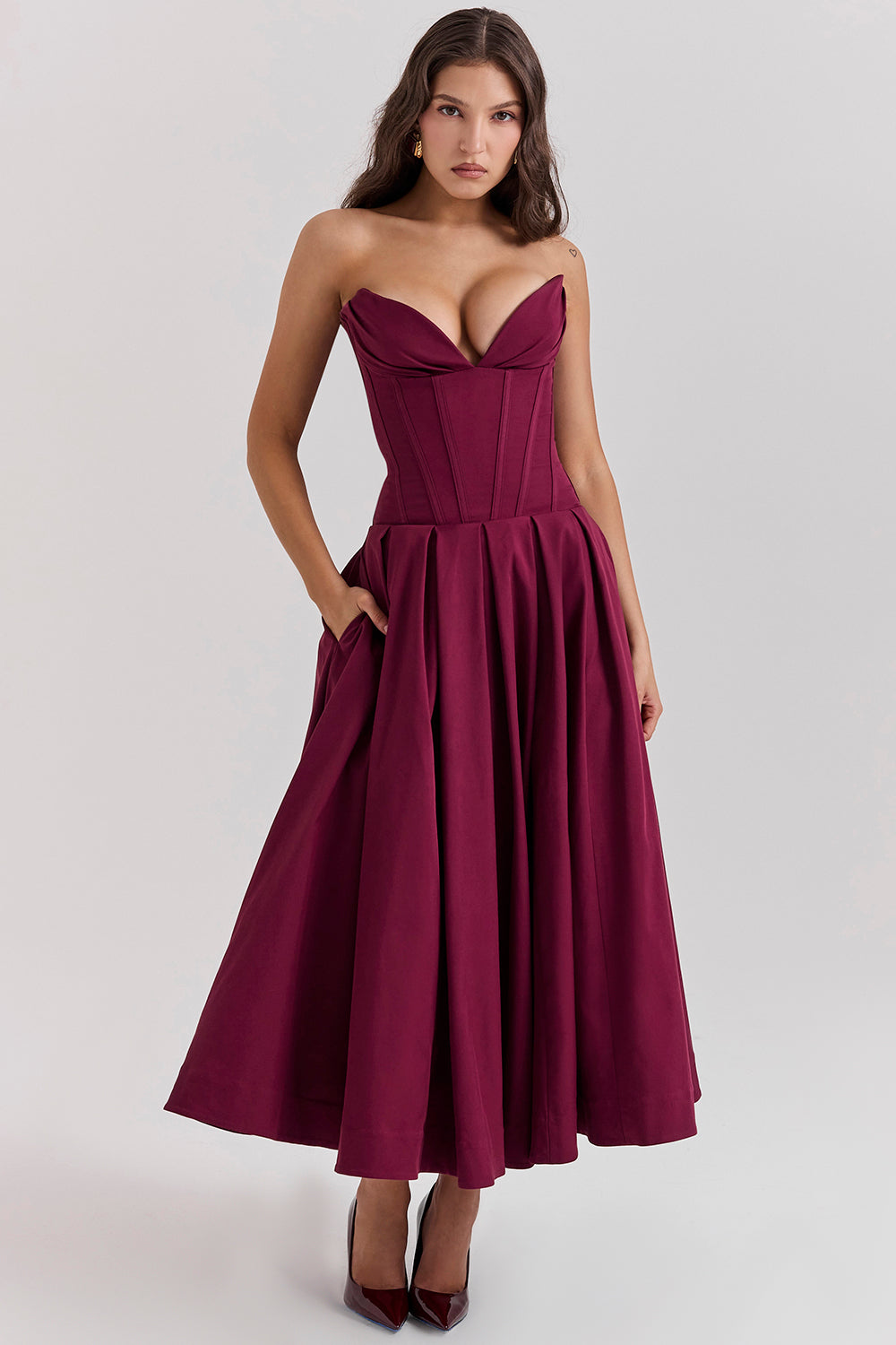 Vestido Midi Sin Tirantes Lina